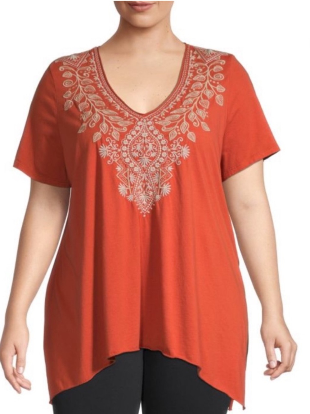 Johnny Was taysa drape top in orange red